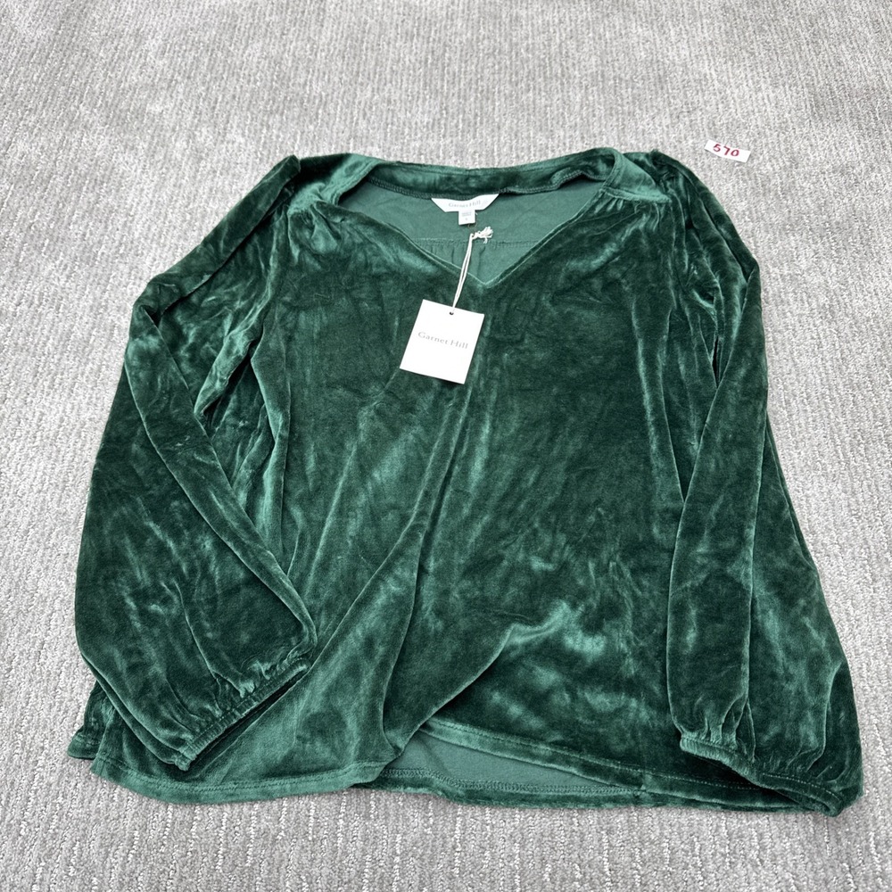 Garnet Hill Size Large Velvet Green Women's Top #570